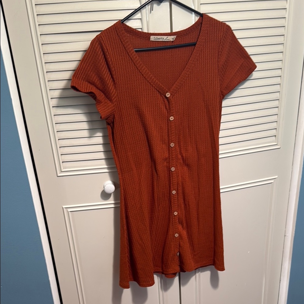 Liberty Love Brown Fitted Button Down Shirt